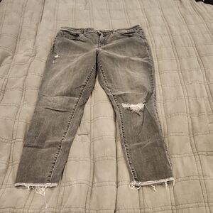 Universal Thread Distressed High Waist Ankle Jeans in Gray Size 14!